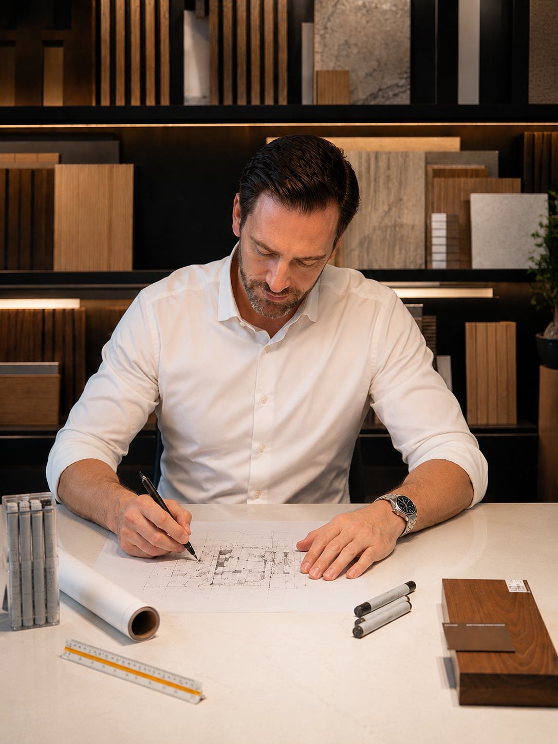Kavelsessie Joep Van Os Schetsend Op Papier