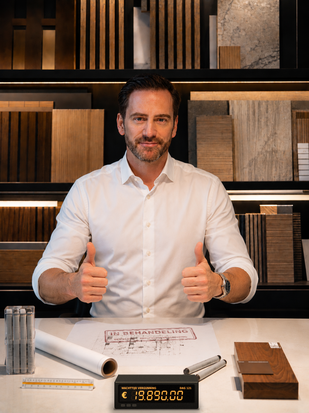 schuurwoning in aanbouw na verleende omgevingsvergunning, architect toetst omgevingsplan voor kavel